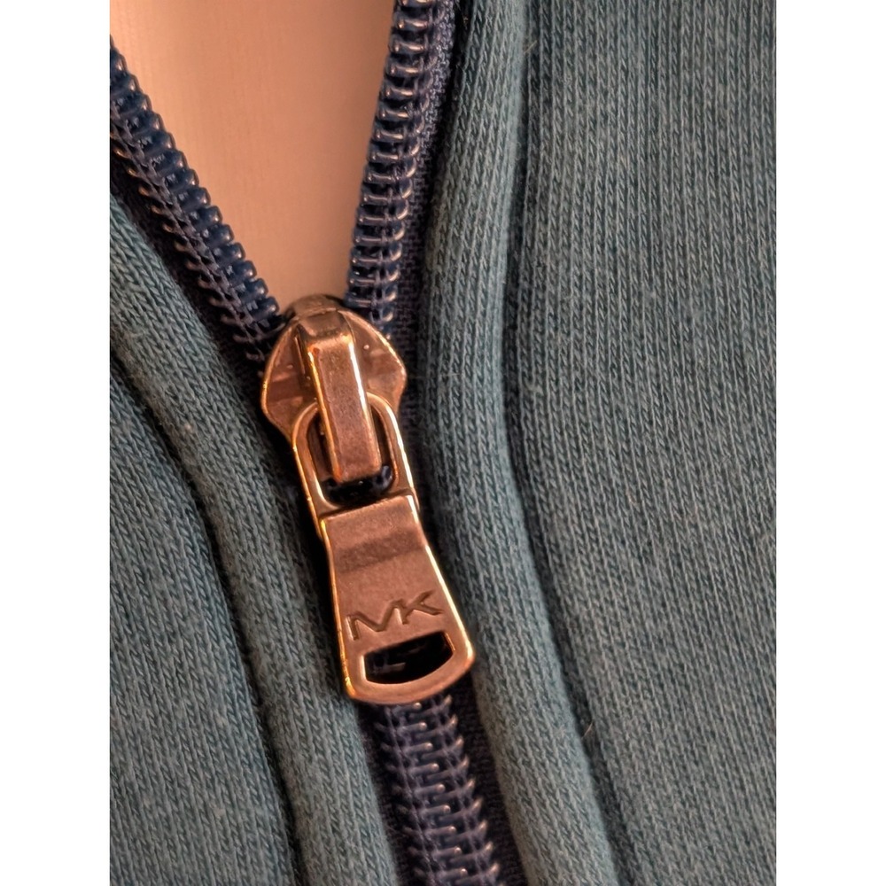 Michael Kors Womens Sherpa Lined Full Zip Hoodie Teal Blue Jacket Size L Large - Picture 9 of 14